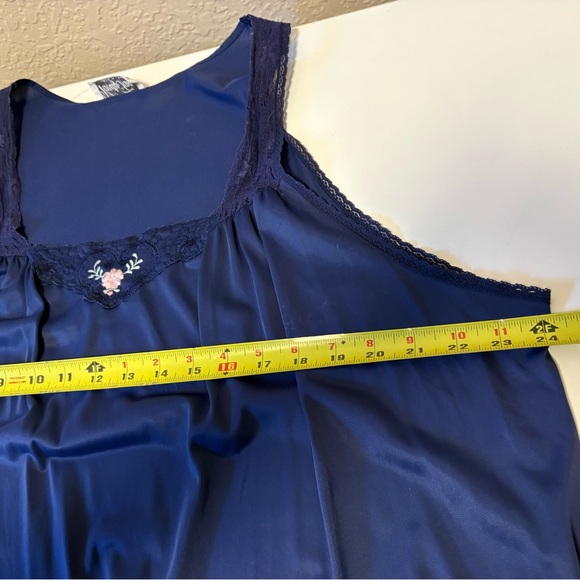 VANITY FAIR Vtg Size Xl Navy Blue Chiffon Nylon Below Knee 90s Y2K - Picture 5 of 8